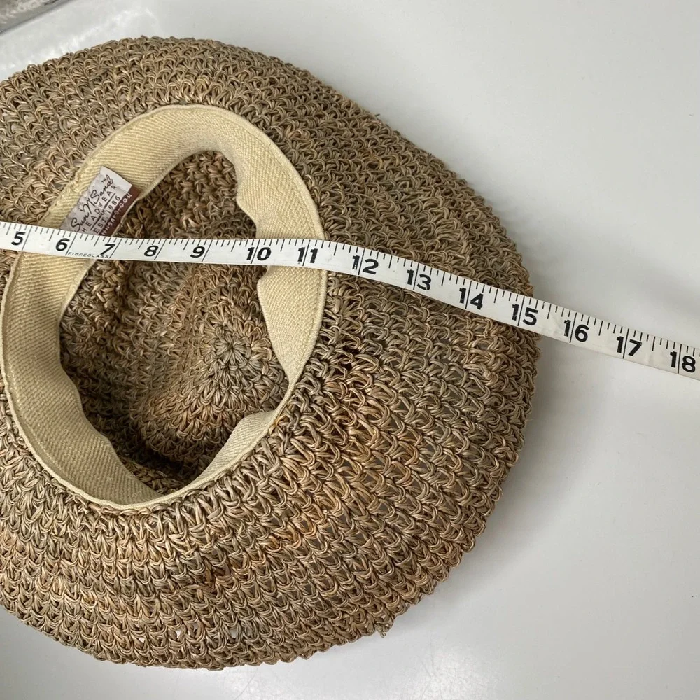 Sun N Sand Straw Sun Hat Seashells Boho Beach‎ Vacation Floppy Wide Brim